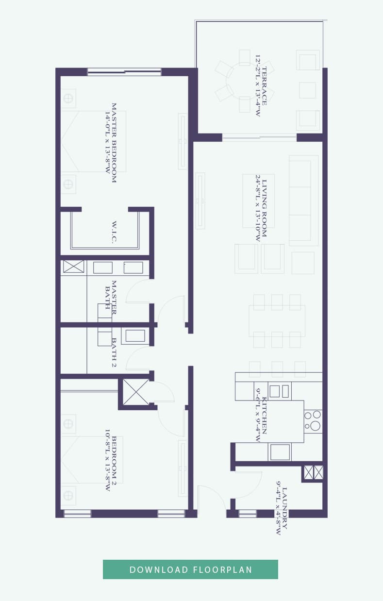 2 bedroom interior floorplan - thirty six paradise island luxury condo