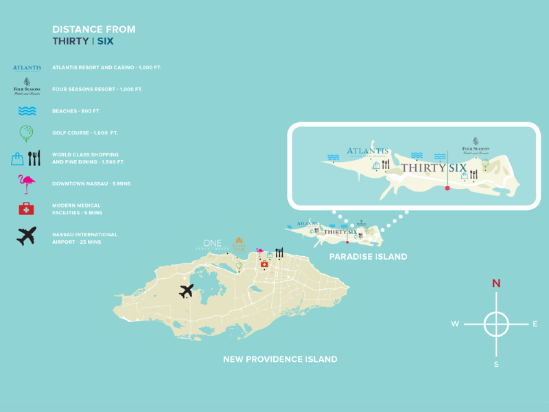 Thirty Six Location Map - The Bahamas